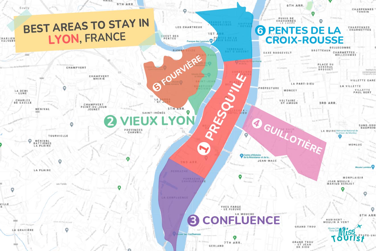 Map of best places to stay Lyon
